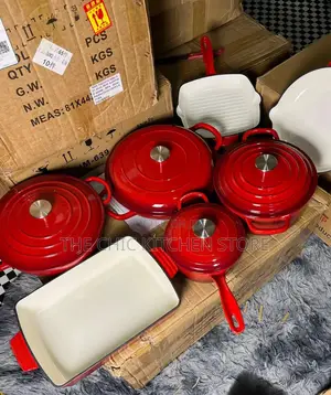 13pcs Enamel Cast Iron With Dutch Oven Cookware Set & 2 Silicon Spoons