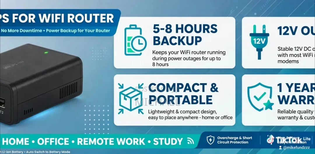 Mini UPS for WiFi Router 8Hrs Backup 34k Pay on Delivery Lagos