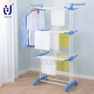 3-Tier Foldable Clothes Drying Rack With Wheels
