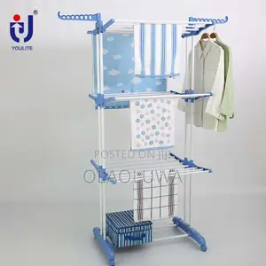 3-Tier Foldable Clothes Drying Rack With Wheels