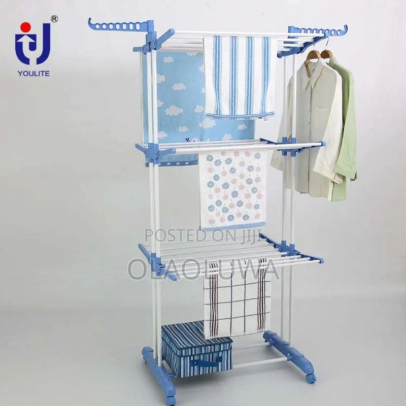 3-Tier Foldable Clothes Drying Rack With Wheels