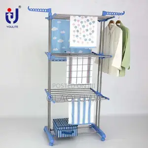 3-Tier Foldable Clothes Drying Rack With Wheels