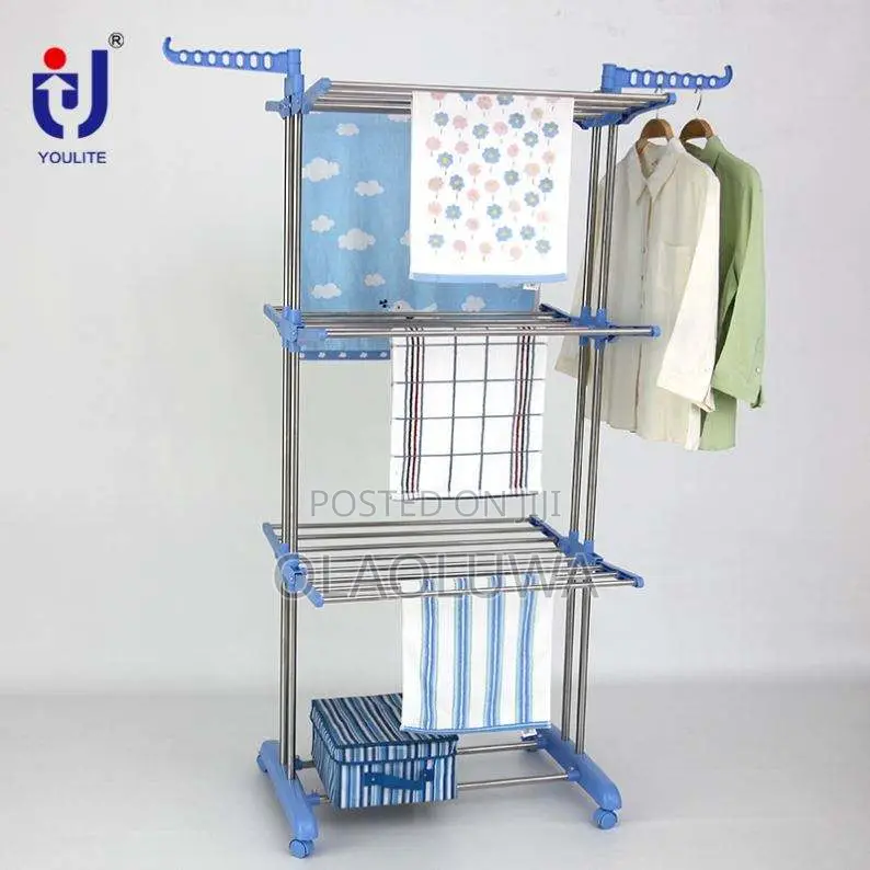 3-Tier Foldable Clothes Drying Rack With Wheels