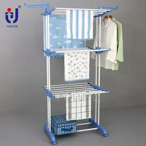 3-Tier Foldable Clothes Drying Rack With Wheels