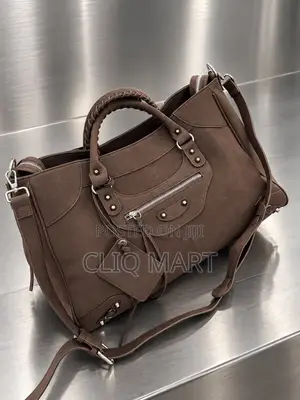 Designer Motorcycle Leather Tote Bag | Dark Brown