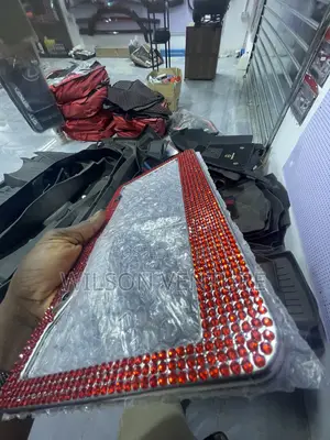 Red With Stone Universal Plate Number Frame