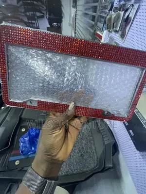 Red With Stone Universal Plate Number Frame