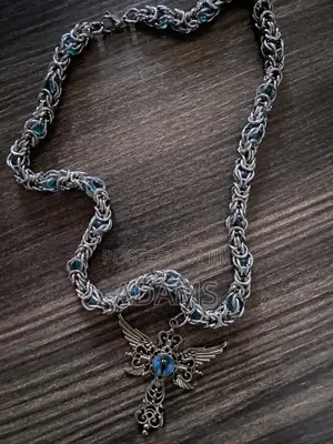 Elegant Silver & Blue Dragon Pendant Necklace Unique Jewelry 