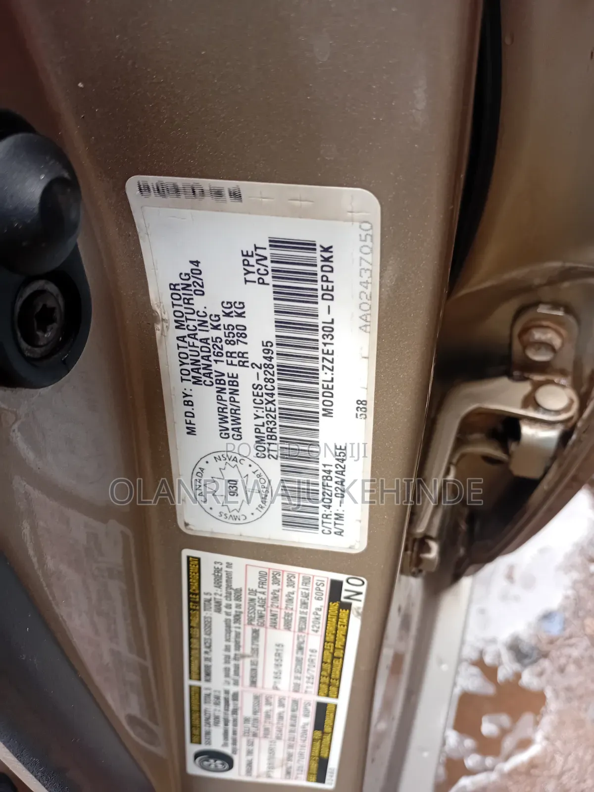 Toyota Corolla 2003 Gold