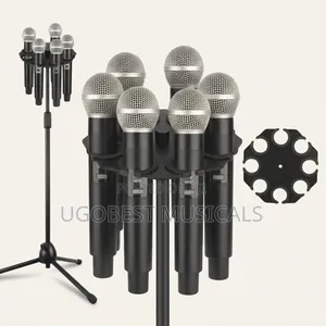 8-in-1 Multi Microphone Holder Tray With Adjustable Tripod Stand