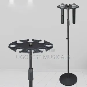 8-in-1 Multiple Microphone Holder Stand With Heavy-Duty Round Base