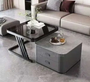 Real Marble Aesthetic Twin Center Table With Double Drawers