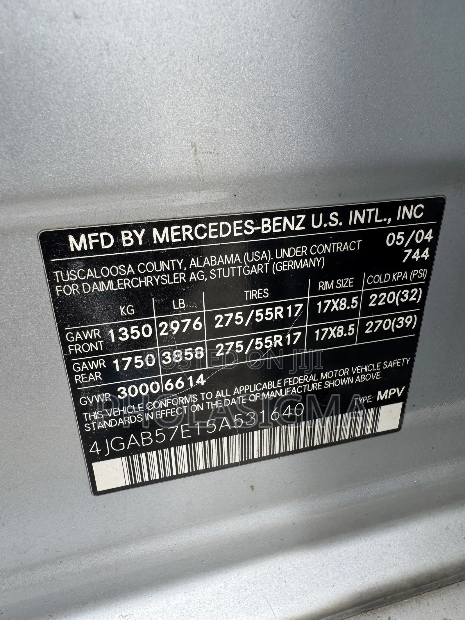 Mercedes-Benz M Class ML 350 2004 Silver