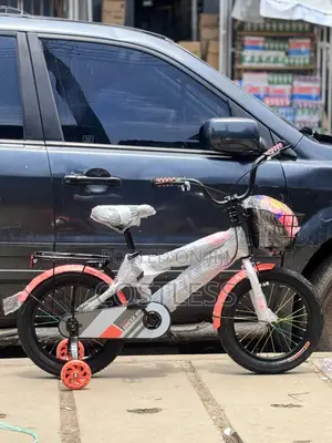 New Children's BMX-style Bicycle With Training Wheels and Front Basket