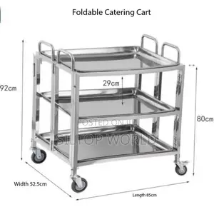 3 Layers Foldable Stainless Steel Quality Food Trolley