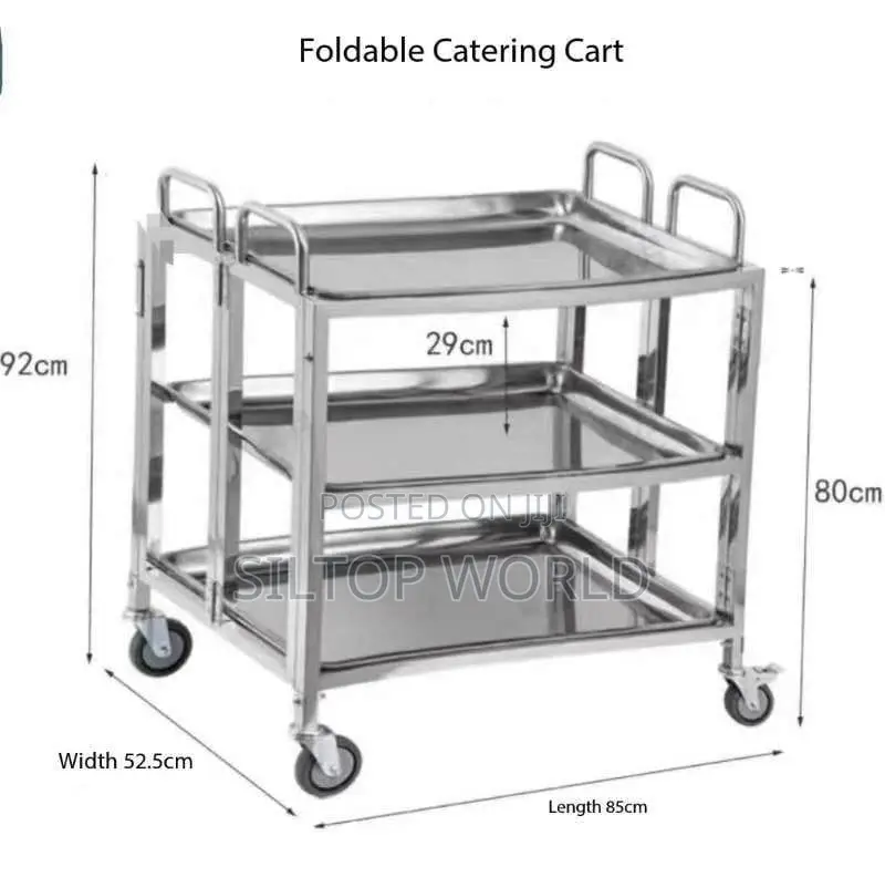 3 Layers Foldable Stainless Steel Quality Food Trolley