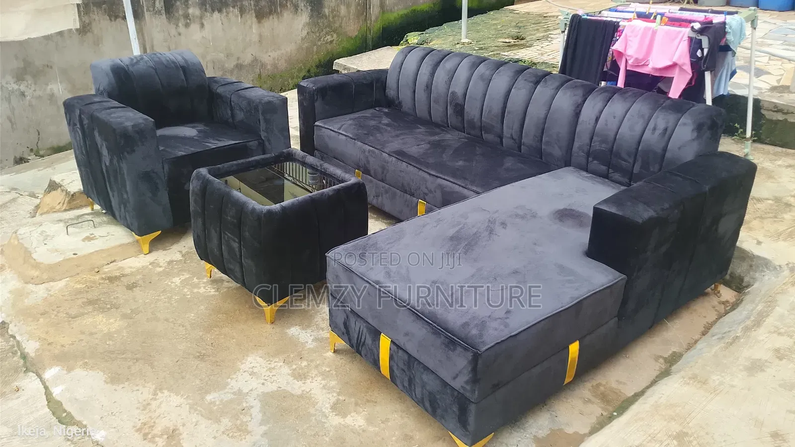 Executive Black Color L Shape Sofas and a Single Seater