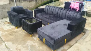 Executive Black Color L Shape Sofas and a Single Seater