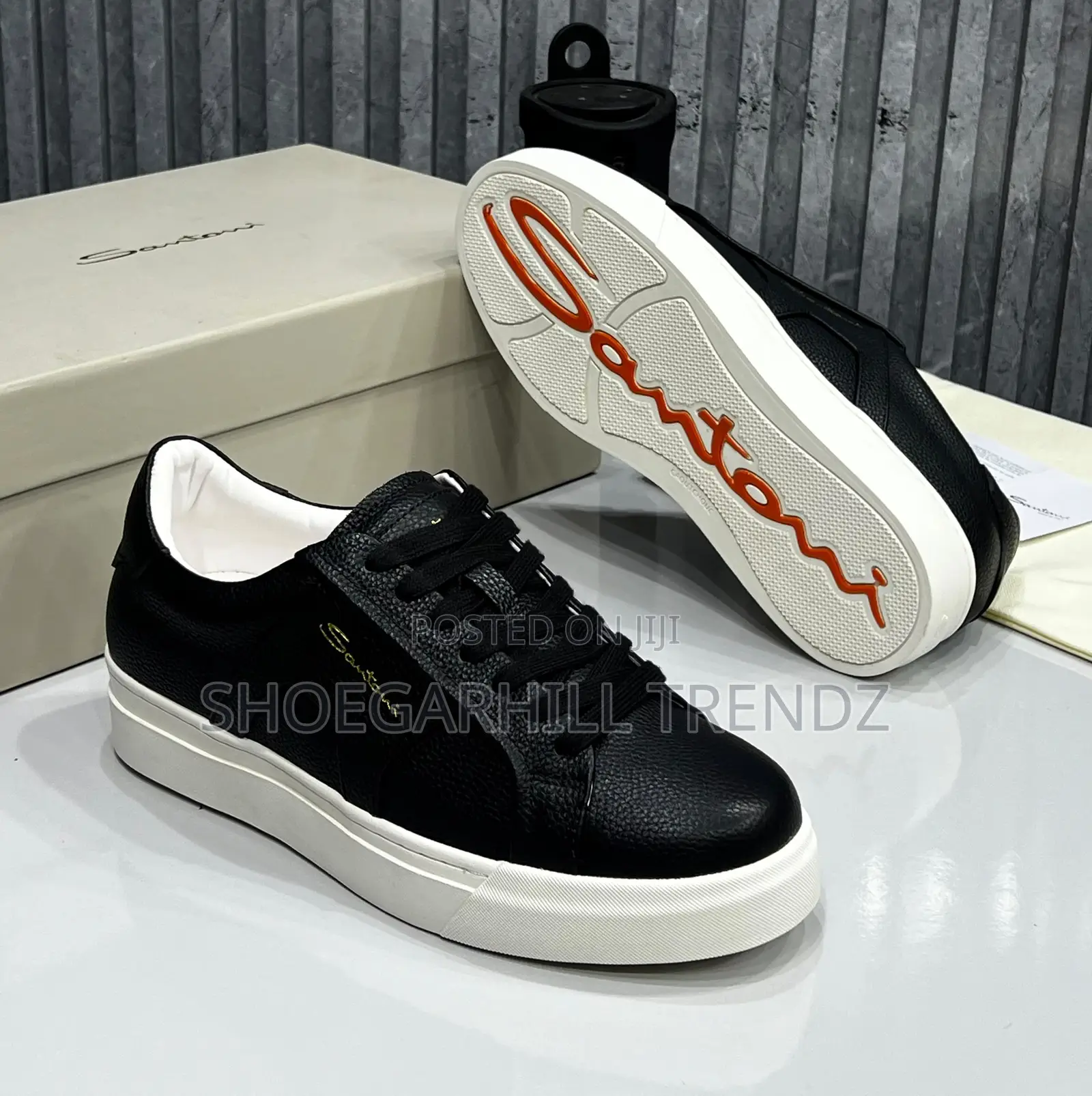 Men Santoni Leather Sneakers