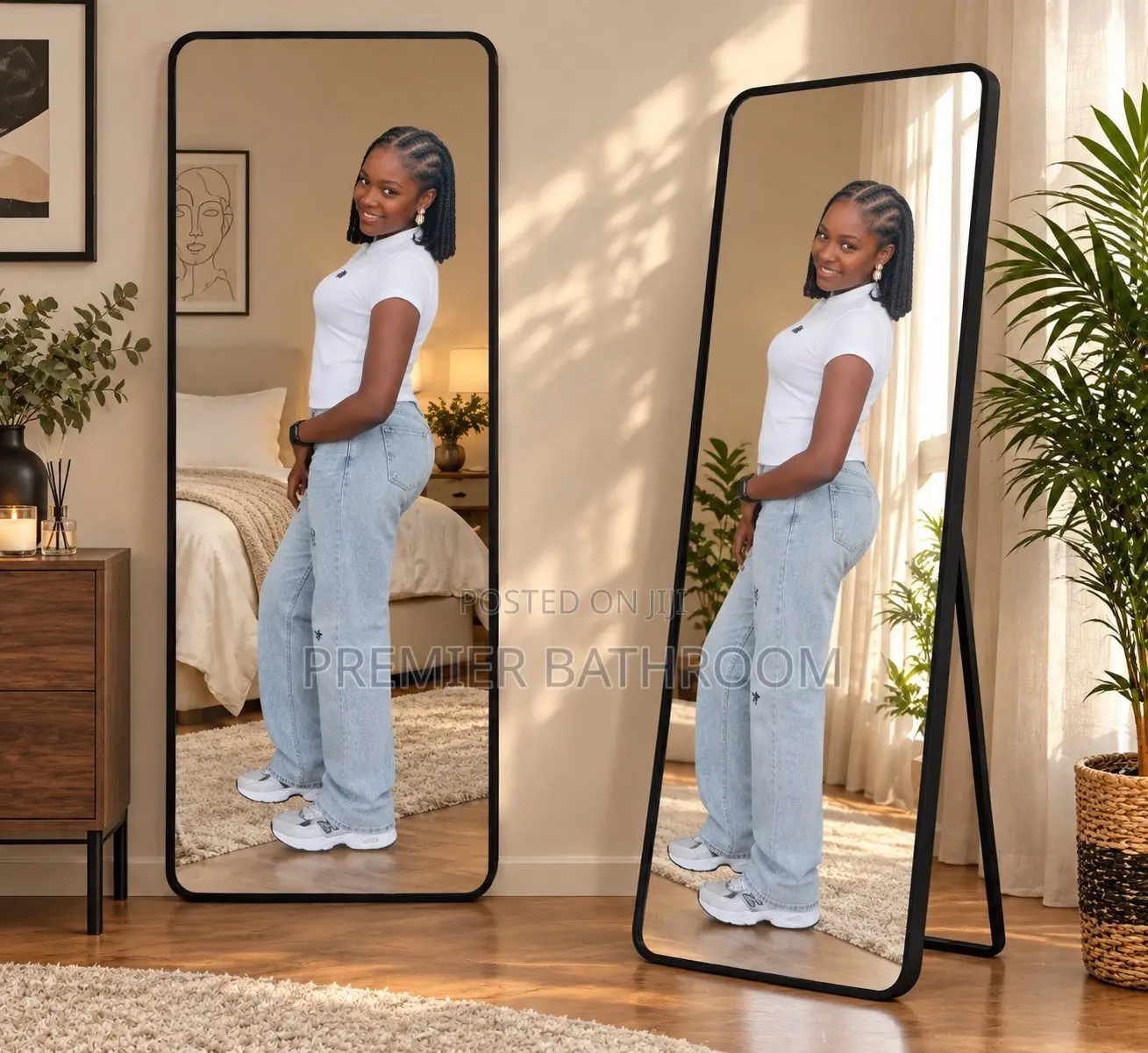 Wall Hanging/Standing Mirror Black