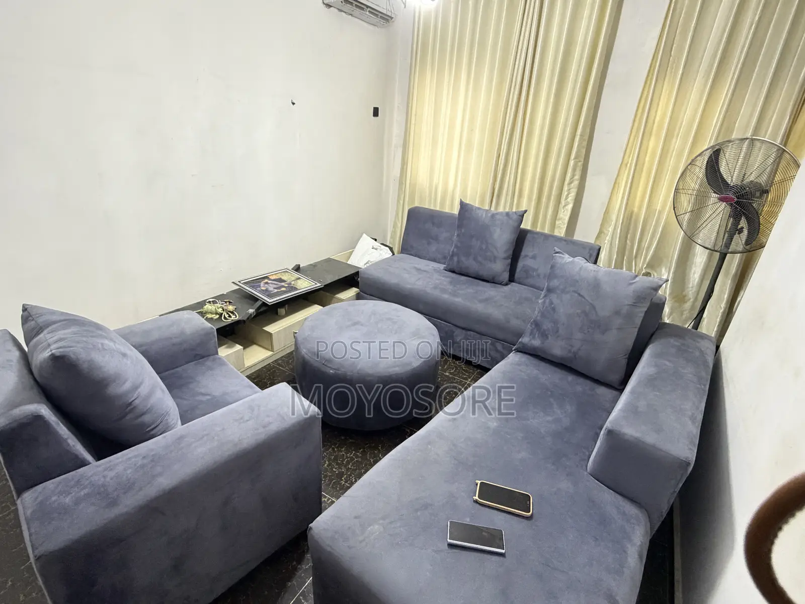 Grey Velvet Living Room Sofa
