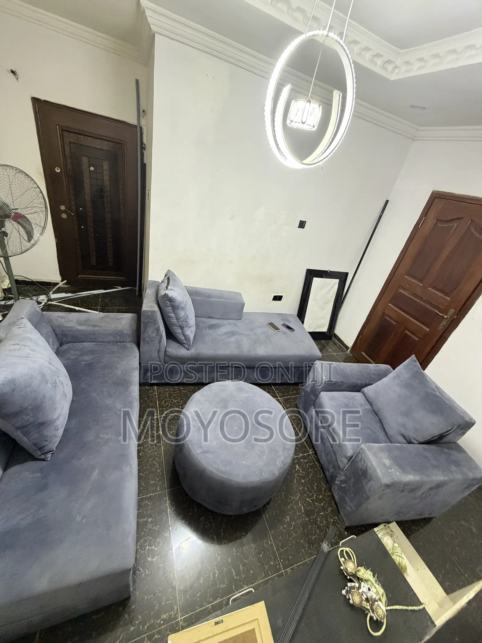 Grey Velvet Living Room Sofa