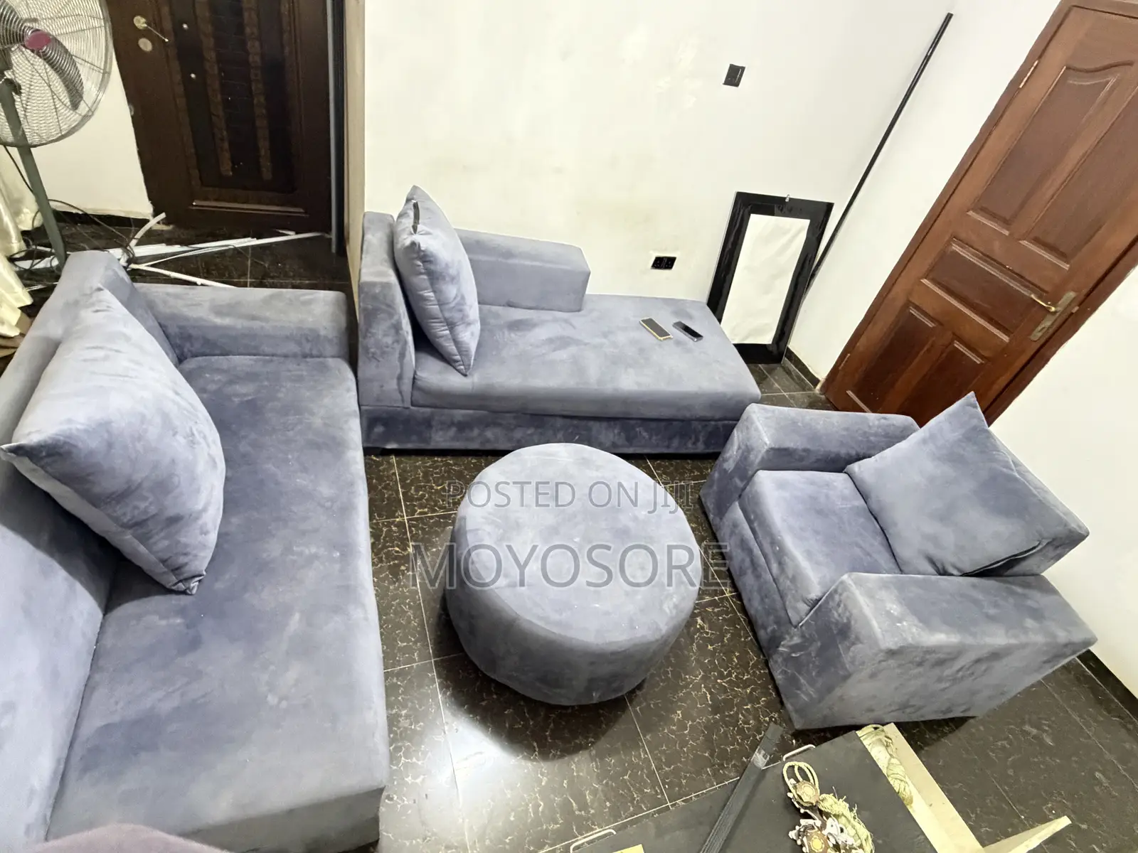 Grey Velvet Living Room Sofa