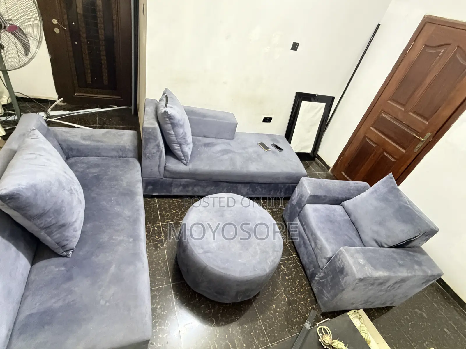 Grey Velvet Living Room Sofa