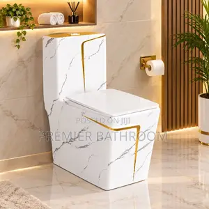 Executive White and Gold Water Closet