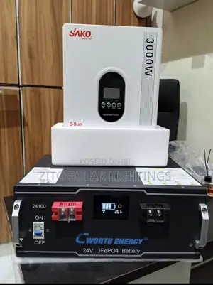 5kwh/24v Cworth Lithium Battery and 3kva/24v Hybrid Sako Inverter