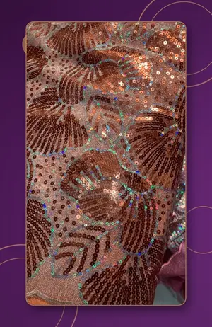 Copper Bronze Sequin Embroidery Fabric, 5 Yards