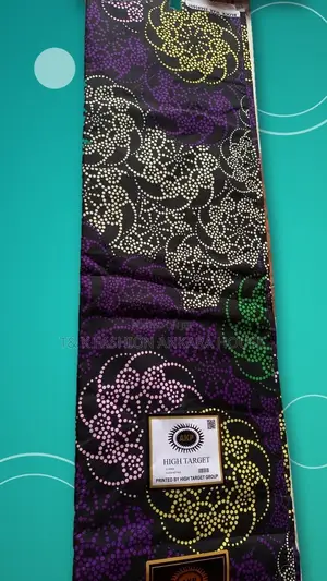 High Target Block Wax Ankara, 6Yards (Black, Purple & Yellow)