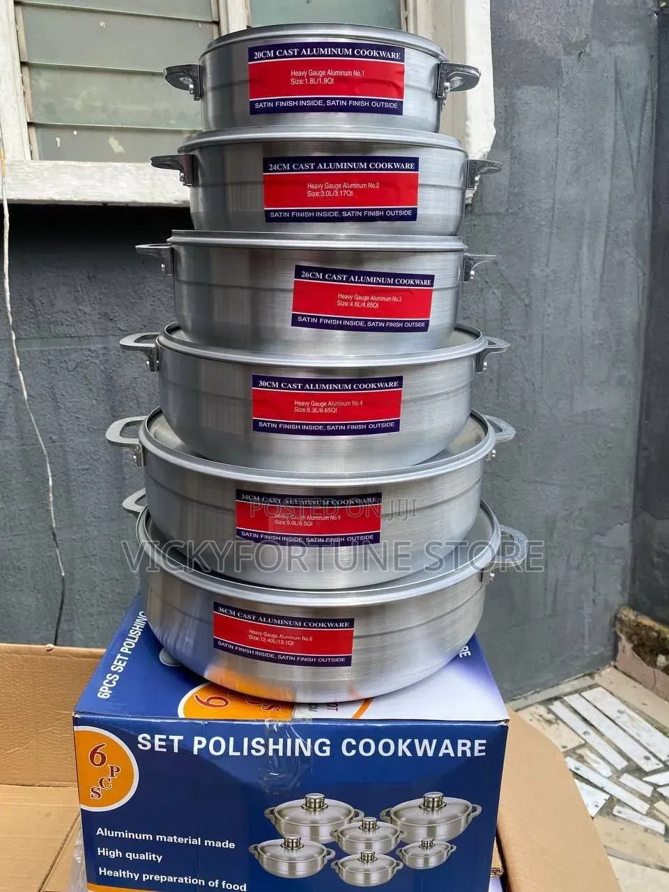 6pcs Aluminium Polished Pot Set.