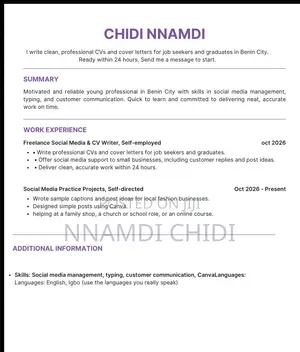 Professional Cv Writing Benin City