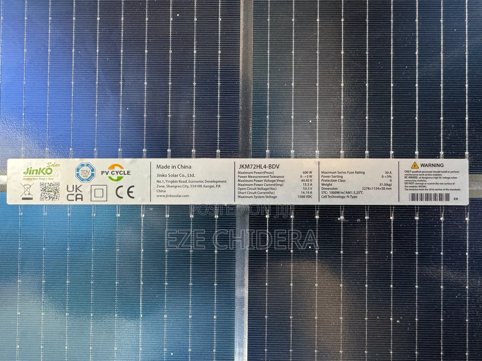 Jinko 600W BI-FACIAL Solar Panel