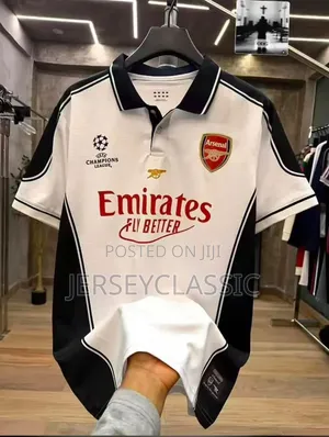 Arsenal Inspired White & Black Football Jersey – Premium Quality