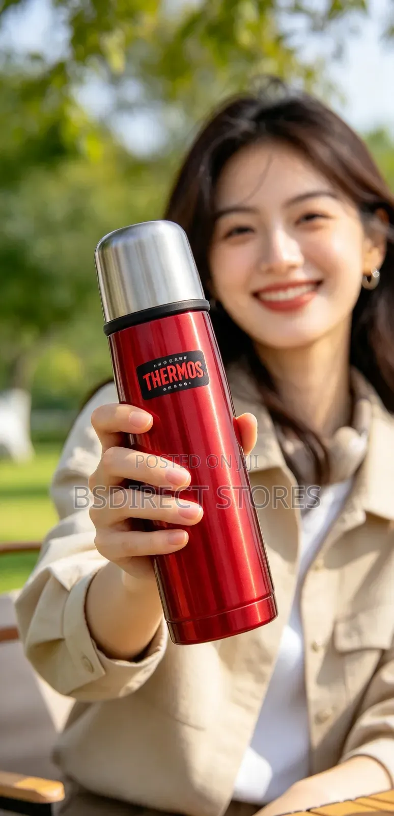 Genuine Thermos 500ml Light Compact Vacuum Steel Flask Red