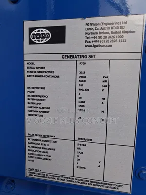 700kva UK FG Wilson Perkins Generator Set