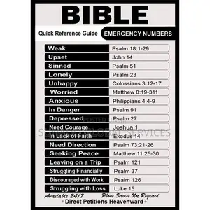 Bible Emergency Numbers Poster/Inspirational Scripture Art Print, Gift