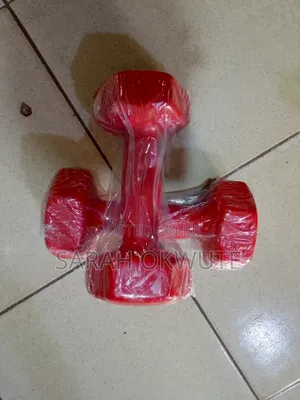 A Pair of 5kg Red Hex Dumbbells