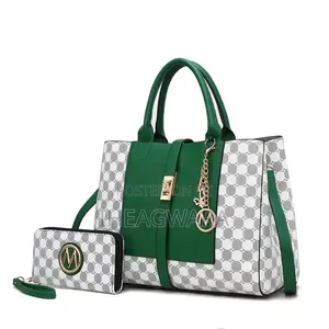 MK Monogram Geometric Top-Handle Tote and Wallet Set