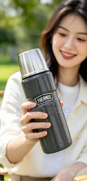 Thermos GUN METAL Stainless Steel King Drink Flask, 470ml