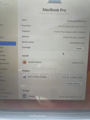 Laptop Apple MacBook Pro 2017 16GB Intel Core i7 SSD 1T