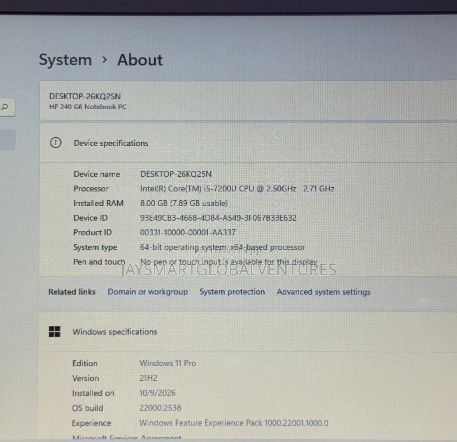 Laptop HP 240 G6 8GB Intel Core i5 SSD 256GB