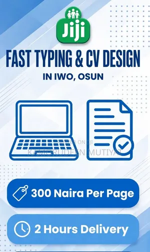 Fast Typing & Professional CV Design in Iwo - 2 Hours Delivery