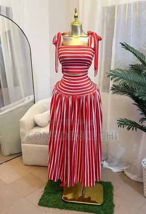 Red Striped 2- Piece Crop Top & Long Skirt - Size M/L