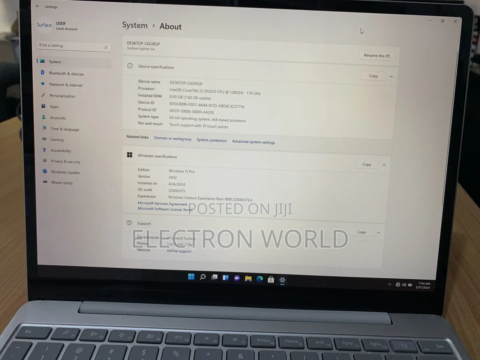 Laptop Microsoft Surface Go 8GB Intel Core i5 SSD 128GB