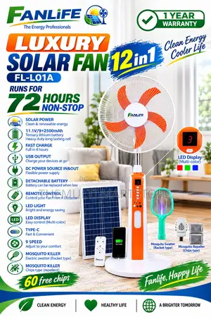 FanLife Luxury Solar Standing Fan FL-L01A With Rechargeable Battery