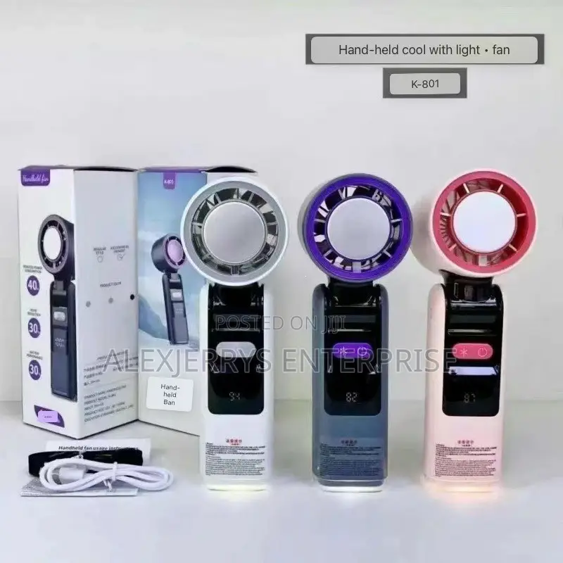 Portable Mini AC, Ice Cooling Fan With LED Touch Light & Rechargeable