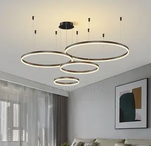 Modern Led Chandelier Brushed Rings Home Lighting Ceiling Mounted